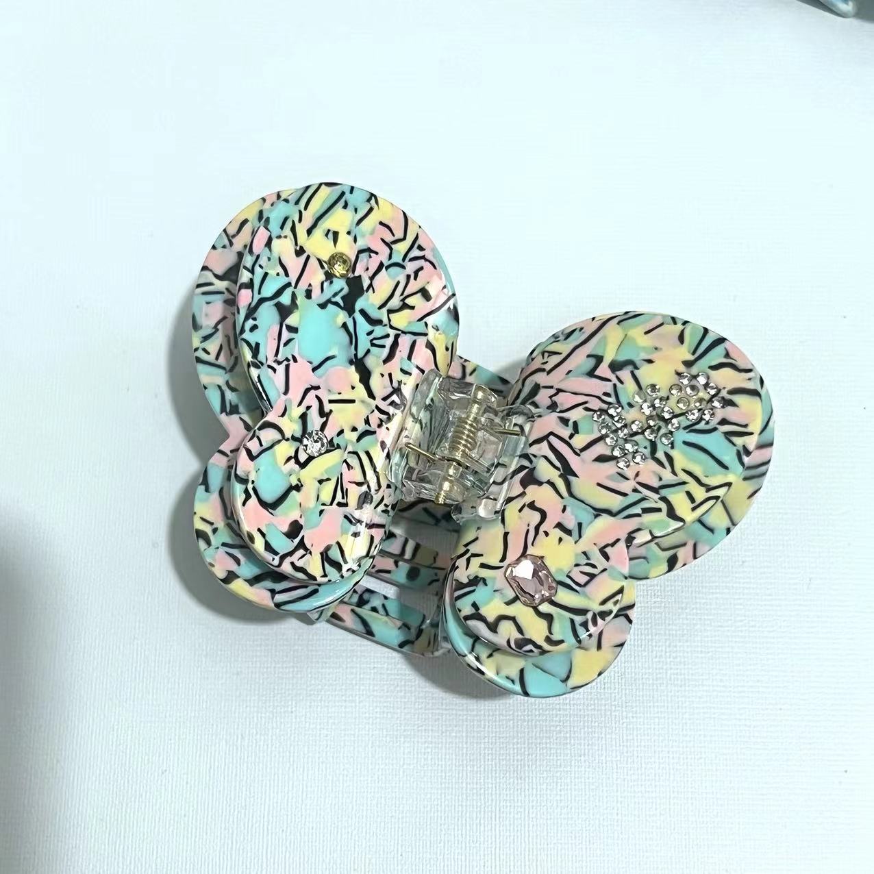 Wholesale Acetic Acid Rhinestone Hairpin  Butterfly Clip Girl Shark Clip